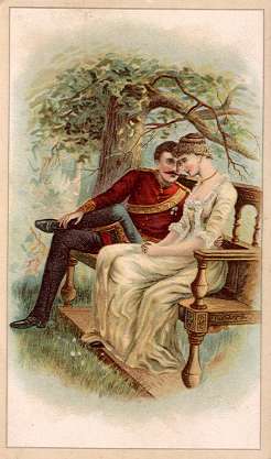 Arbuckle - soldier and woman seated on bench