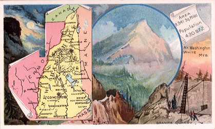 New Hampshire map - Mt. Washington, White Mountains; Granite Quarry
