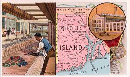 Rhode Island map - Textiles; Jewelry Manufacturing