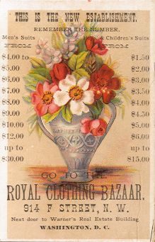 Royal Clothing Bazaar - trade card