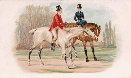 Arbuckle - fox hunt, man and woman on horseback