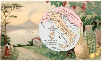 Italy map - Bay of Naples and Mt. Vesuvius