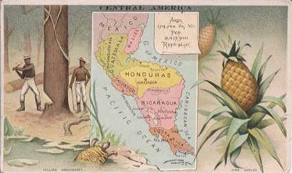 Central America map - Felling Mahogany; Pine Apples