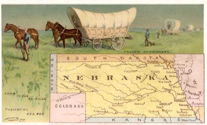Nebraska map - Prairie schooners