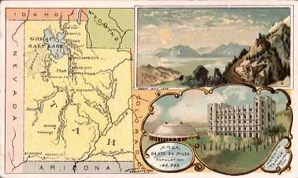 Utah map - Great Salt Lake, Mormon Temple