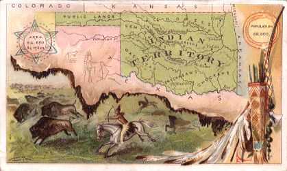 Indian Territory / Oklahoma map - Buffalo hunt