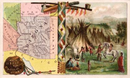 Arizona map - Indian village, tepees